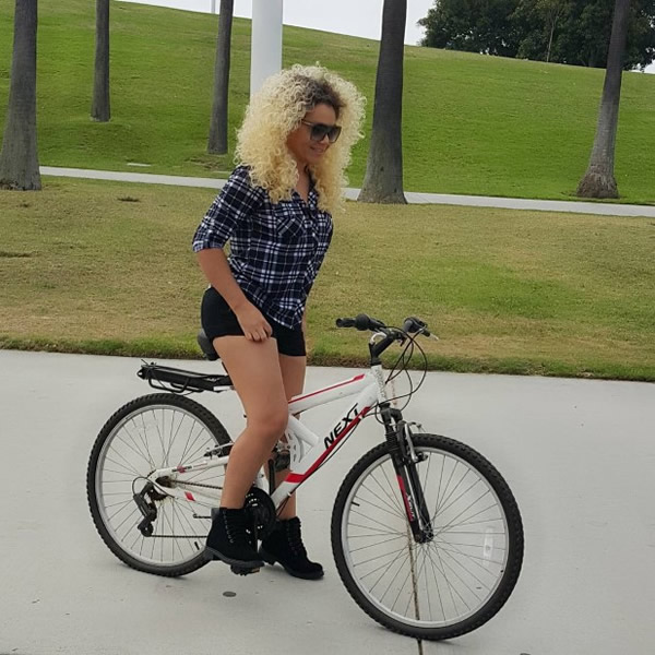 Nadia Buari on bike