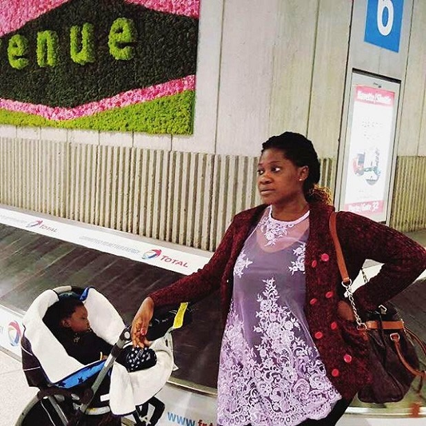 Mercy Johnson and her little son 