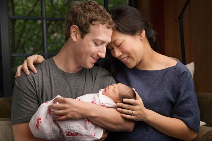 Mark Zuckerberg and wife with their baby