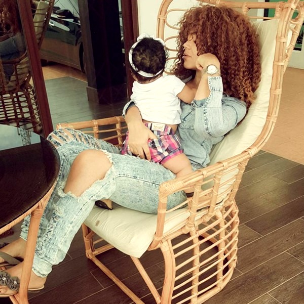 Nadia Buari with one of her twins 